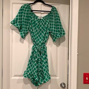 Green and white romper